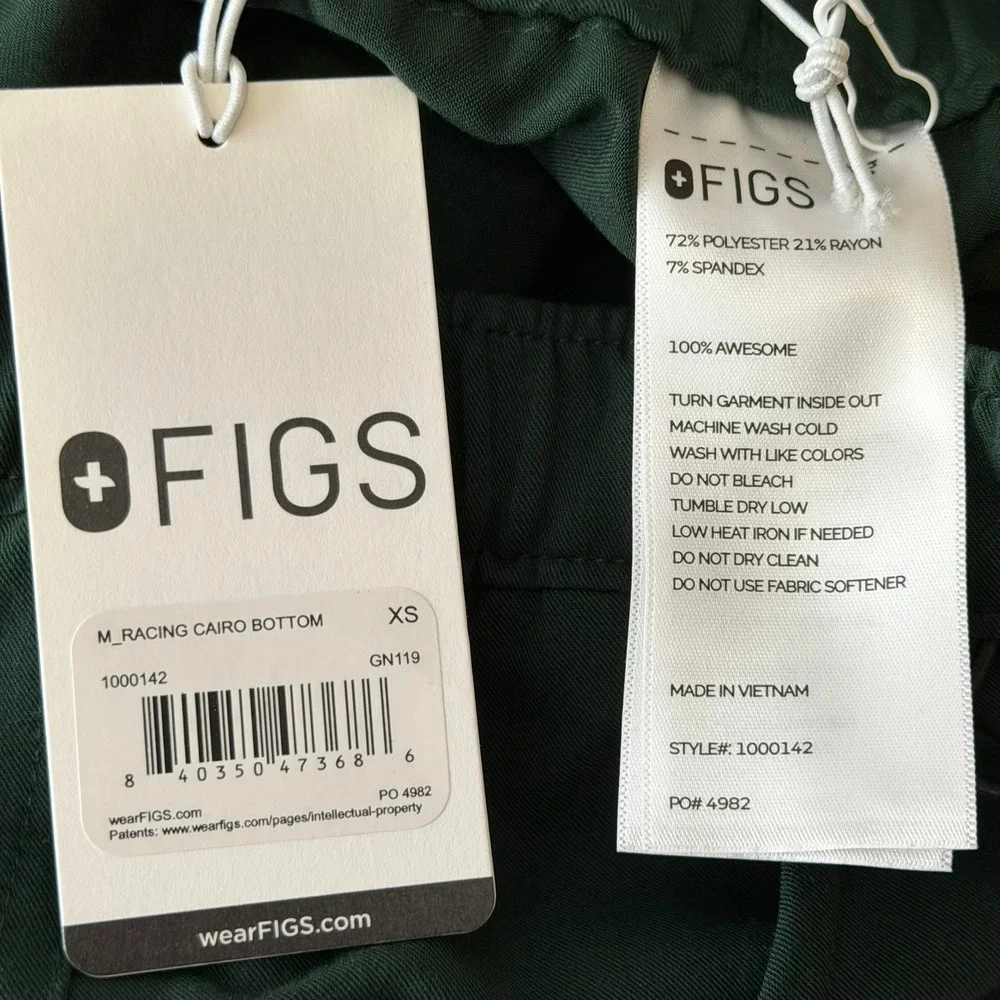 FIGS Men's XS Racing Cairo Cargo Scrub Pants Green NWT Technical Utility 1000142